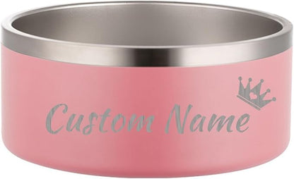 Custom Personalized Dog & Cat Bowls - Stainless Steel Non-Slip Water & Food Dishes - Easy to Clean, Dishwasher Safe - Small, Medium, Large Sizes (Pink)