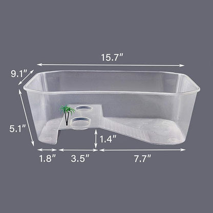 PINVNBY Plastic Turtle Tank Reptile Habitat Pet Terrariums Turtles Tank Aquarium Terrapin Topper Basking with Platform Plants,Durable,Safe, Non-Toxic(White)