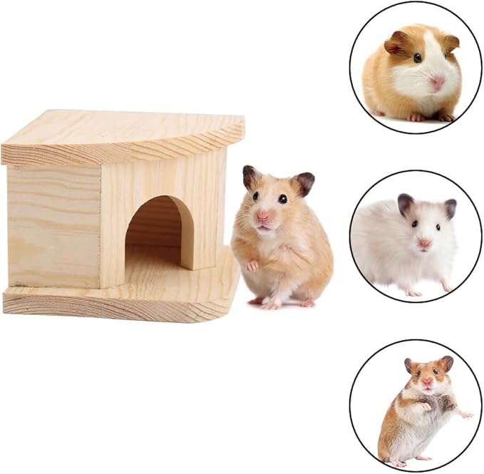 Joyzan Hamster Hideout Wooden House, Chamber Mouse Playing Hiding Chewable Ventilated Hut Pet Woodland Habitats Decor Small Animals Secret Peep Shed Dwarf Syrian Chinchillas Gerbils Hedgehog Rats Mice