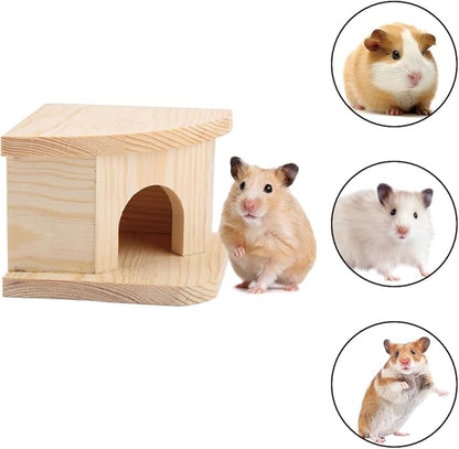 Joyzan Hamster Hideout Wooden House, Chamber Mouse Playing Hiding Chewable Ventilated Hut Pet Woodland Habitats Decor Small Animals Secret Peep Shed Dwarf Syrian Chinchillas Gerbils Hedgehog Rats Mice