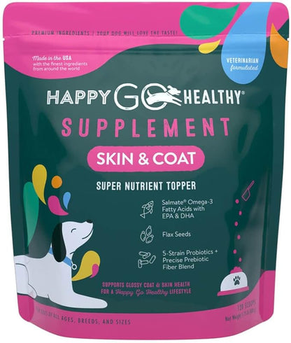 Skin & Coat Supplements for Dogs | Probiotic & Prebiotic Benefits with Wild Salmon Omega 3s to Help Your Dog Shine from The Inside Out | All Breeds, Ages and Sizes | 120 Count