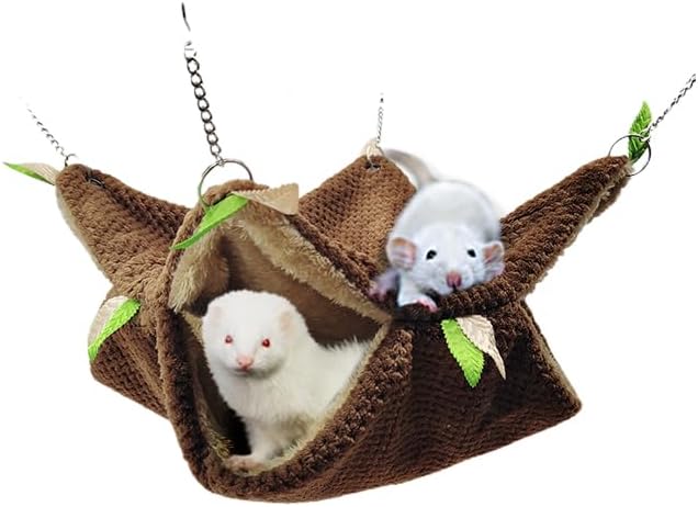 Ferret Rat Hammock Tunnel Toys Cage Accessories, Guinea Pig Hideout Tunnel, Warm Bed for Rat Ferret Guinea Pig Sleep Hide and Play (3.Hammock)