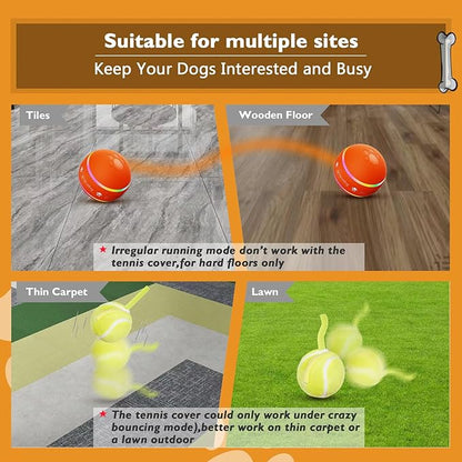 PetDroid Interactive Dog Toys Dog Ball,[2025 Newly Upgraded] Durable Motion Activated Automatic Rolling Ball Toys for/Small/Medium/Large Dogs,USB Rechargeable (Orange)
