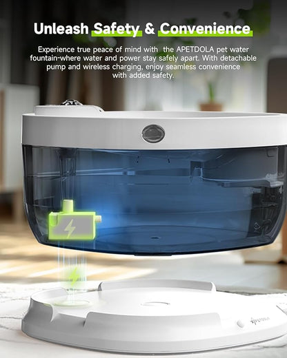 Wireless Dog Water Fountain with 16 Filter, Battery Operated Dog Water Dispenser with Motion Sensor, 237 oz/ 7L Cordless Fountain Water Bowl for Large Dogs, Cats（ Replacement Filter for 4 Months