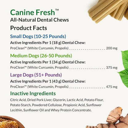 ULTIMATE PET NUTRITION Canine Fresh Dental Chews, Dental Dog Treats, Oral Care and Hygiene Sticks, Soothes Gums, Vet Developed, 12 Chews (Large)