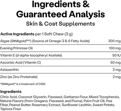 Wild Earth Dog Supplements, Soft Chews for Skin & Coat, Rich in Antioxidants, Omega 3 & 6 Fatty Acids, Allergy & Itch Relief, Supports Normal Shedding, Veterinarian-Developed, Vegan