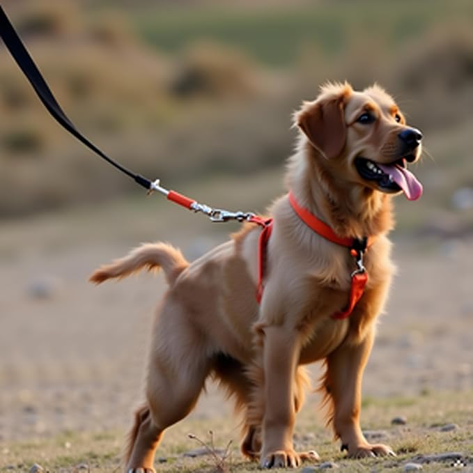 1/2 in Dog Leash Reflective Heavy Duty Rope for Medium Large Dogs, 6.5 FT with Handle, Red