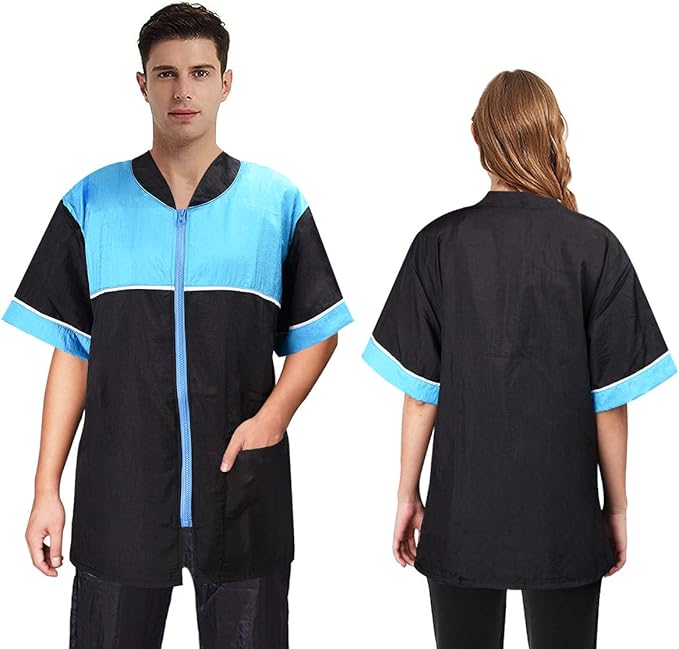 Noverlife Pet Grooming Jacket with Zipper, Large Size, Lightweight Hair Repellent Shirt Style Pet Groomer Smock for Dog Cat Grooming Pet Bath, Hair Salon Barber Hairdresser Work Clothes