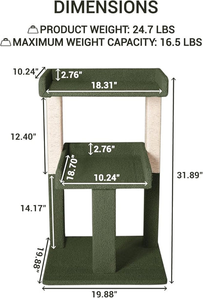 Lulu Large Cat Tower Green