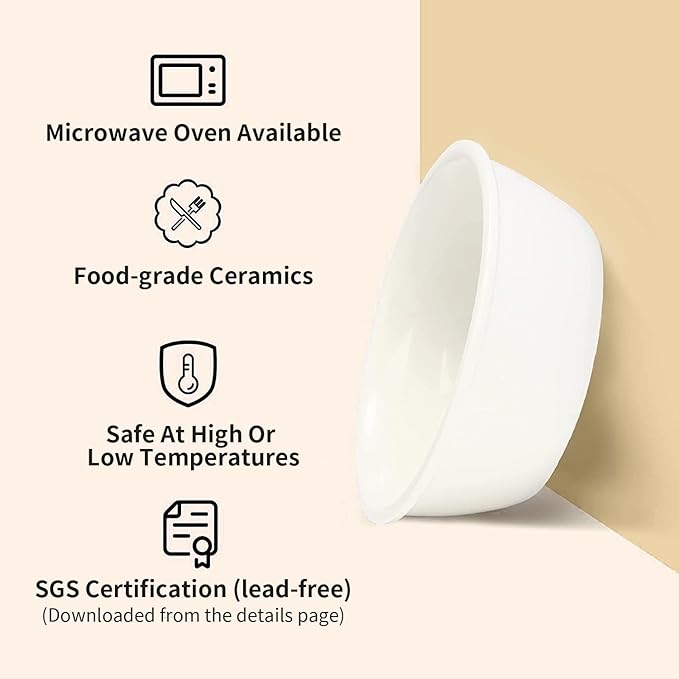 FUKUMARU Elevated Cat Ceramic Bowls, Small Dog 15° Tilted Raised Food Feeding Dishes, Solid Bamboo Water Stand Feeder Set for Cats and Puppy