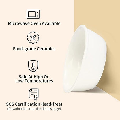 FUKUMARU Elevated Cat Ceramic Bowls, Small Dog 15° Tilted Raised Food Feeding Dishes, Solid Bamboo Water Stand Feeder Set for Cats and Puppy