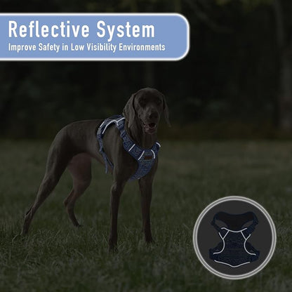 Dog Harness for Extra Large Dog Breeds, No Pull Adjustable Pet Harness with Handle, Reflective Dog Vest for Walking Hiking Training, Blue Ethnic, XL