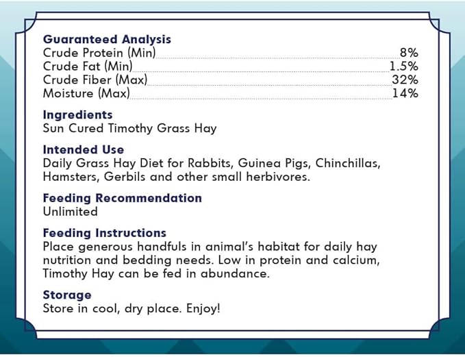 Grandpa's Best Timothy Hay Mini Bale, 10 Lbs (Packaging may vary),Brown