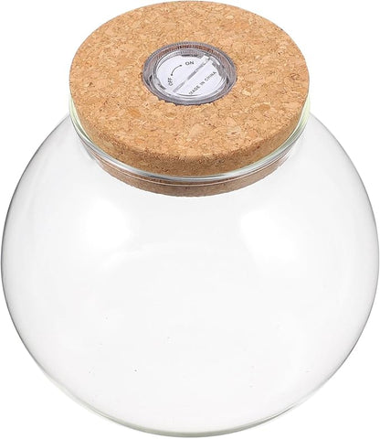 Fish Bowl with LED Light - Small Betta Fish Tank with LED Lighting and Lid Glass Fish Bowl Small Aquarium Glass Terrarium Container Bottle for DIY Landscape, Home Decor