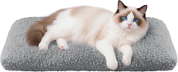 Mora Pets Cat Bed Comfy Puppy Crate Beds Plush Cat Sleeping Mat Washable Pets Mattress Anti-Slip Kitten Bed Soft Kennel Pad for Small Dogs Cats Breeds, 23" x 18", Grey