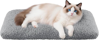 Mora Pets Cat Bed Comfy Puppy Crate Beds Plush Cat Sleeping Mat Washable Pets Mattress Anti-Slip Kitten Bed Soft Kennel Pad for Small Dogs Cats Breeds, 23" x 18", Grey