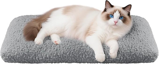 Mora Pets Cat Bed Comfy Puppy Crate Beds Plush Cat Sleeping Mat Washable Pets Mattress Anti-Slip Kitten Bed Soft Kennel Pad for Small Dogs Cats Breeds, 23" x 18", Grey