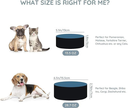 SPUNKYJUNKY Ceramic Dog and Cat Bowl Set with Wooden Stand, Modern Cute Weighted Food Water Set for Small Size Dogs (13.5OZ) & Medium Sized Dogs (28.7OZ) & Cats (1.7 Cups, 2 × Starry Blue)