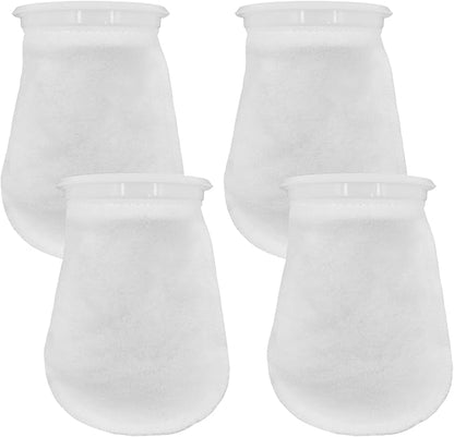 4Pcs 4 Inch Ring Filter Socks 200 Micron, Aquarium Filter Socks, 4 Inch Ring by 7 Inch Long, Aquarium Filter Bags for Freshwater Saltwater Aquariums Fish Tank,Sump Filter Socks,Use in Ponds Overflows