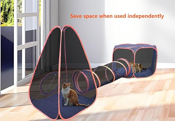 Portable Cat Small Animals Playpen DIY Outdoor Enclosures Freely Combinable 2in1 4in1 6in1 Pop Up Pet Play Tent Tunnel Cube House for Cat Puppy Rabbit (6 in 1)