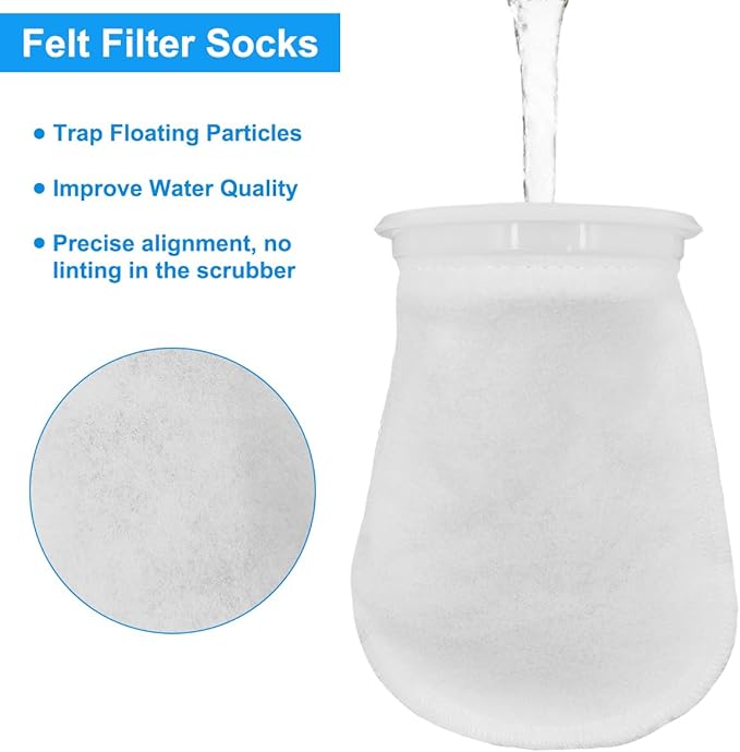 4Pcs 4 Inch Ring Filter Socks 200 Micron, Aquarium Filter Socks, 4 Inch Ring by 7 Inch Long, Aquarium Filter Bags for Freshwater Saltwater Aquariums Fish Tank,Sump Filter Socks,Use in Ponds Overflows