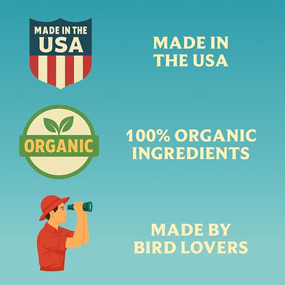 100% Organic Parrot Food – Premium Bird Seed Mix with Oat Groats, Buckwheat, Amaranth, Super Veggies & Seeds – Reusable Tin + Stainless-Steel Scooper – Made in USA, Human Grade Ingredients (1lb)