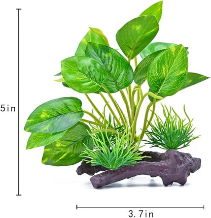 Reptile Artificial Plants, Terrarium Plants Decorations Supplies, Amphibian Habitat Hideout Tank Accessories, Rainforest Ground Plant