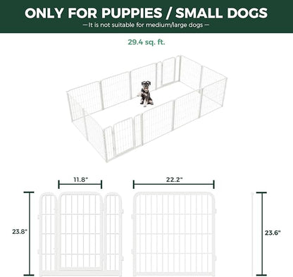 FXW Homeplus Unleashed Indoor Dog Playpen - Stress-Free and Safe Play, Heavy Duty 24 Inch 12 Panels Dog Pen for Puppy and Small Dogs, White│Patented