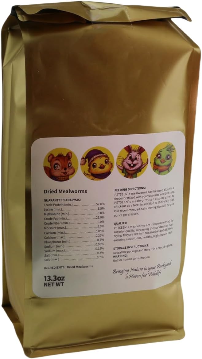 Dried Mealworms for Poultry, Wild Birds, Tasty Bird Food, 100% Natural, Non-GMO, High-Protein Treats for Bird, Pack of 4 Each 13.3 oz