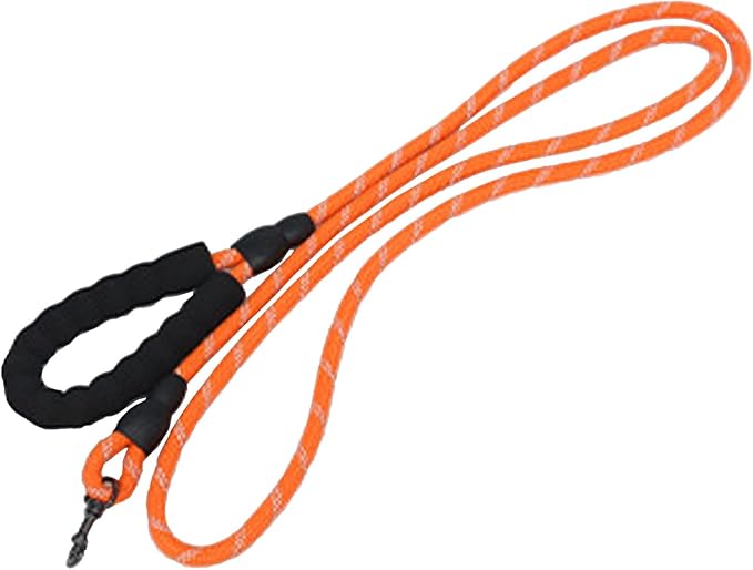 1/2 in Dog Leash Reflective Heavy Duty Rope for Medium Large Dogs, 6.5 FT with Handle, Orange