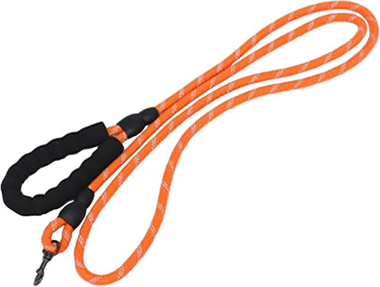 1/2 in Dog Leash Reflective Heavy Duty Rope for Medium Large Dogs, 6.5 FT with Handle, Orange