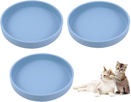 Silicone Dog Bowl Shallow Cat Food Bowls, 6 Inch Wide Cat Bowls Whisker Friendly, No Spill Less Mess Dog Plates for Dry and Wet Food, Set of 3 Puppy Bowls for Small Dogs and Cats