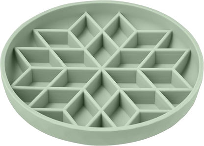 OHMO Slow Feeder Dog Bowls(Sage Green, 7.3") for Medium Small Large Breeds, Non-Slip Slow Feeder Cat Bowl with Suction Cup, Durable Food-Grade Silicone, Anti-Chocking and Anti-Bloat