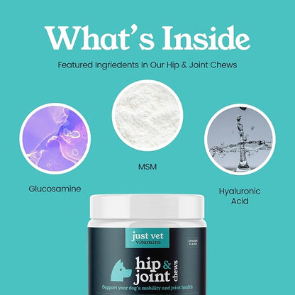 Hip & Joint Chews for Dogs with Glucosamine, Chondroitin, and MSM – Supports Joint Health and Mobility – 90 Soft Chews