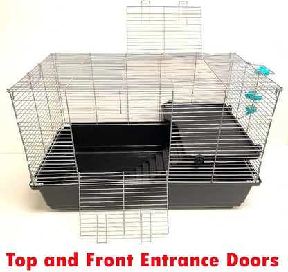 Large Pet Products Universal 2-Level Small Animals Home Critters Habitat Cage Narrow 3/8-inch Wire Spacing for Wide Variety Exotics Animal Hamster Rat Mice Mouse Gerbil Guinea Pig Chinchillas Ferret