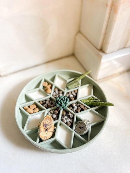 OHMO Slow Feeder Dog& Cat Bowl, Silicone Puppy Cat Food Bowl with Anti-Slip Suction Cup Slow Down Small Dogs Eating, Anti Choking (S-Diamond,Sage Green)