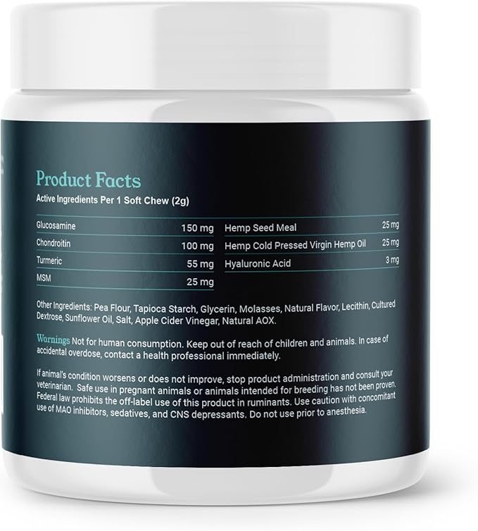 Hip & Joint Chews for Dogs with Glucosamine, Chondroitin, and MSM – Supports Joint Health and Mobility – 90 Soft Chews