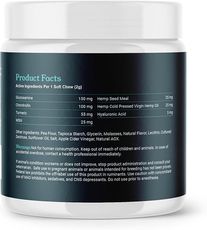 Hip & Joint Chews for Dogs with Glucosamine, Chondroitin, and MSM – Supports Joint Health and Mobility – 90 Soft Chews