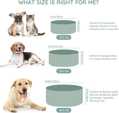 SPUNKYJUNKY 60 OZ Ceramic Dog and Cat Bowl, Modern Cute Weighted Food Water Bowl for Replacement Morandi Green (1 Pack)