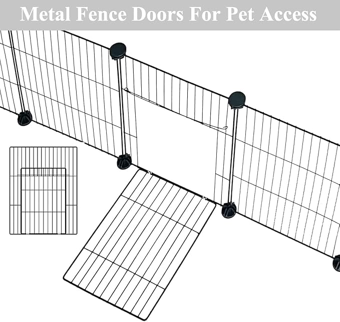 LANGXUN 12pcs DIY Small Animal Pet Playpen with Waterproof Mat, C&C Cage for Puppy Kitten, Rabbit Cage,Guinea PigsGuinea Pig Cages | Indoor & Outdoor Portable Metal Wire Yard Fence, Metal Pet Panels