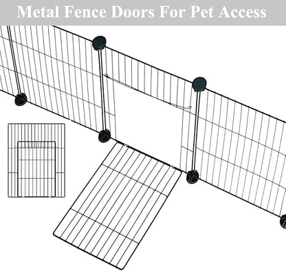 LANGXUN 12pcs DIY Small Animal Pet Playpen with Waterproof Mat, C&C Cage for Puppy Kitten, Rabbit Cage,Guinea PigsGuinea Pig Cages | Indoor & Outdoor Portable Metal Wire Yard Fence, Metal Pet Panels