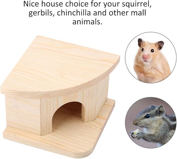 Joyzan Hamster Hideout Wooden House, Chamber Mouse Playing Hiding Chewable Ventilated Hut Pet Woodland Habitats Decor Small Animals Secret Peep Shed Dwarf Syrian Chinchillas Gerbils Hedgehog Rats Mice