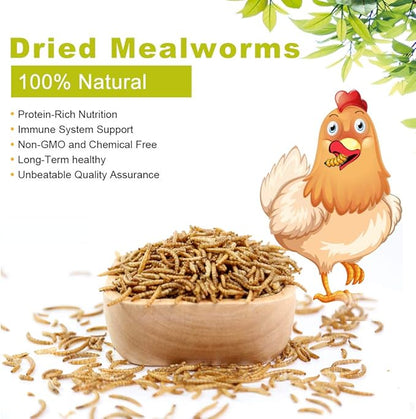 Bulk Dried Mealworms, High-Protein Dried Mealworms 44Lbs, 100% Non-GMO Mealworm Treats for Birds, Chickens, Turtles, Fish, Hamsters and Hedgehogs All Natural Animal Feed