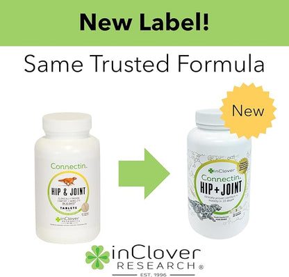 InClover Connectin Natural Hip & Joint Supplement for Dogs with Glucosamine, Chondroitin & Hyaluronic Acid - Tablet for Dog Mobility, Comfort & Active Lifestyle Support, 150 Count