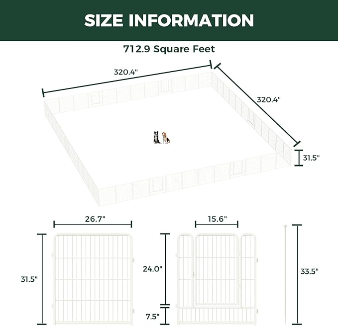 FXW Rollick Unleashed Dog Playpen for Indoor, Yard, RV Camping, 32 inch 48 Panels for Small and Medium Dogs, White│Patented