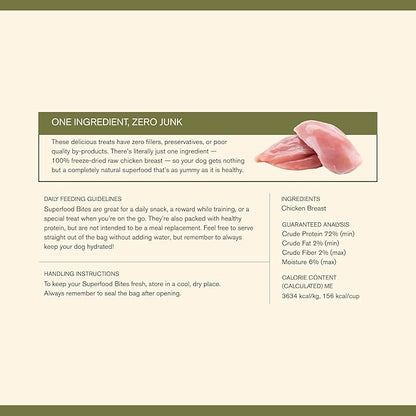 Superfood Bite, Freeze-Dried Raw Dog Treats - Protein Rich, Train & Reward, Traceable Single Ingredient by Katherine Heigl (4 Ounce (Pack of 4) Chicken Breast)