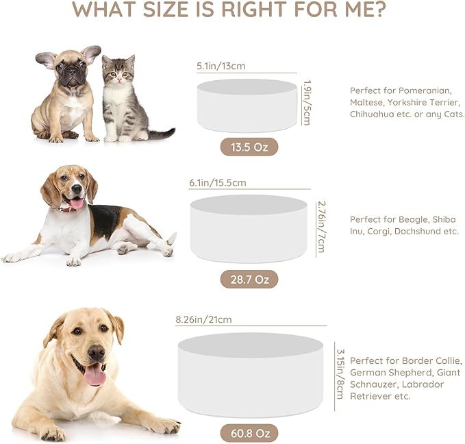 SPUNKYJUNKY 28.7OZ Ceramic Dog and Cat Bowl, Modern Cute Weighted Food Water Bowl for Replacement White (1 Pack)