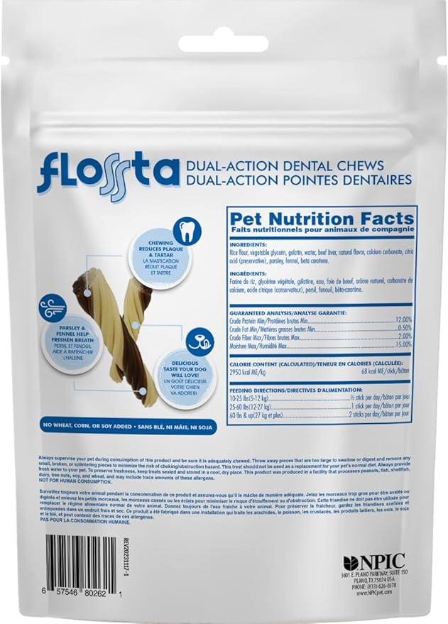 N-Bone FLOSSta Dual Action Dental Chews Beef Liver Flavor, 6.4-oz Bag