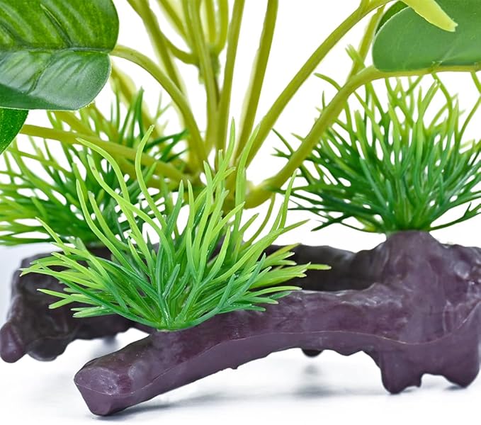 Reptile Artificial Plants, Terrarium Plants Decorations Supplies, Amphibian Habitat Hideout Tank Accessories, Rainforest Ground Plant