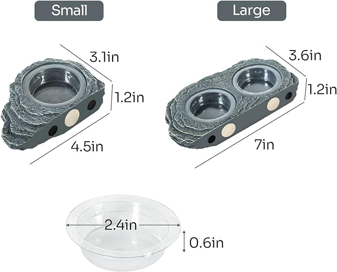 REPTIZOO Reptile Magnetic Feeder Ledge, Double Bowl Reptile Food Dish with 6PCS Feeding Cups Food Water Feeder for Crested Gecko Lizard Chameleon Pets